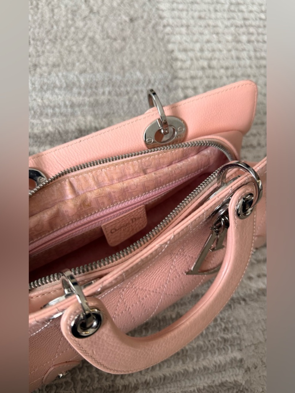 Vintage Original DIOR Lady D-Joy Pink Leather Handbag - Picture 7 of 13
